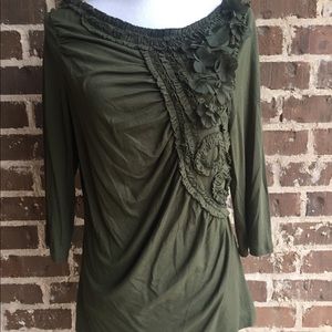 Anthropologie Deletta Embellished Ruched Top